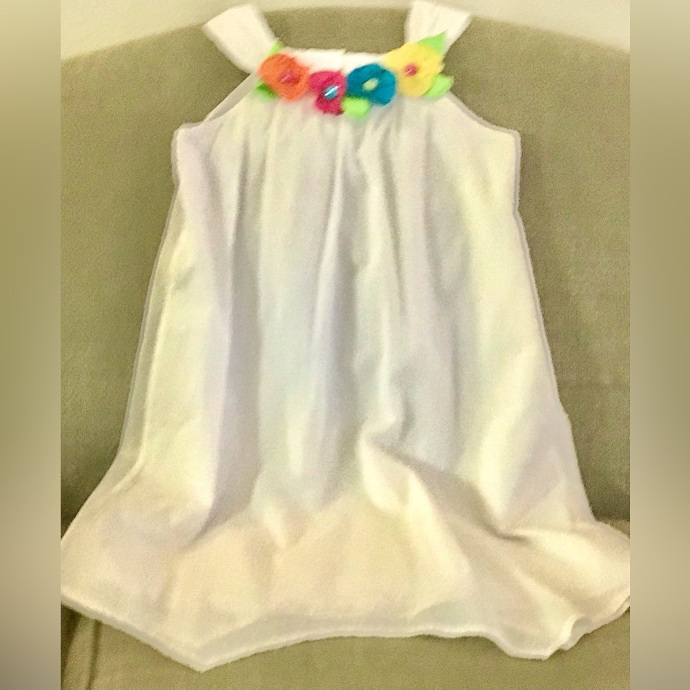 Girls Embellished Neckline 100% Cotton Dress in Size 10